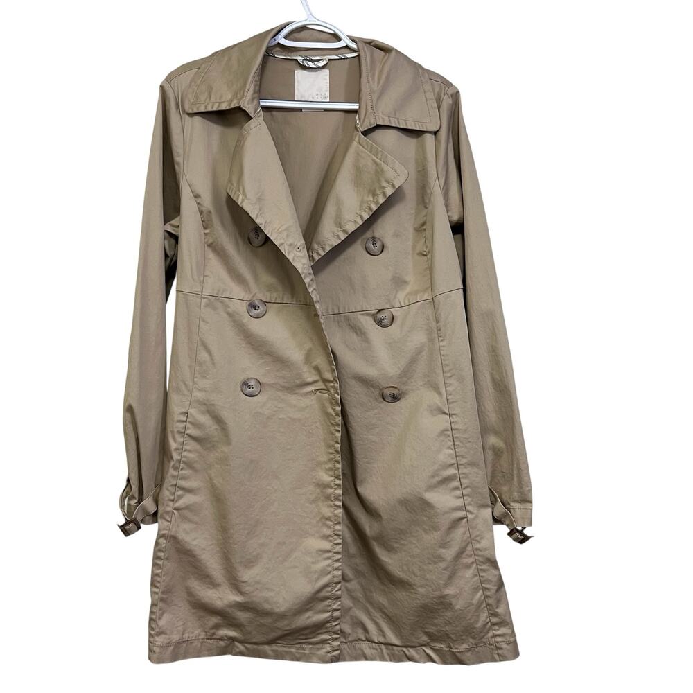 Old Navy Trench Coat Womens Large Beige Lightweight Jacket Stretch